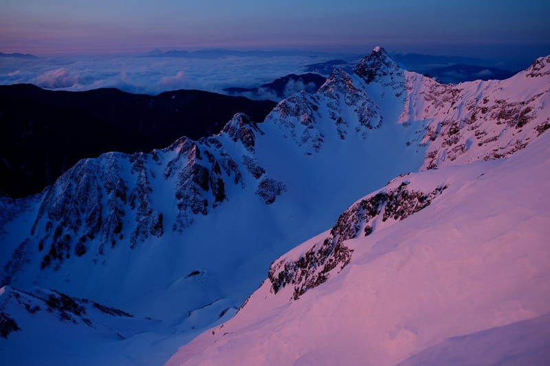 Snowy peaks landscape